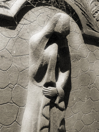 Weeping woman plaque, Recoleta Cemetery