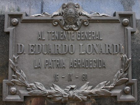 Eduardo Lonardi, Recoleta Cemetery