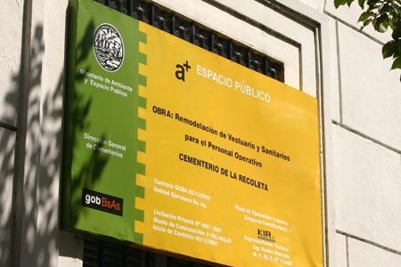 Obras públicas, Recoleta Cemetery