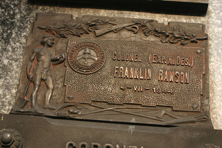 Coronel Franklin Rawson, Recoleta Cemetery