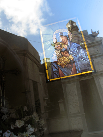 Stained glass reflections, Recoleta Cemetery