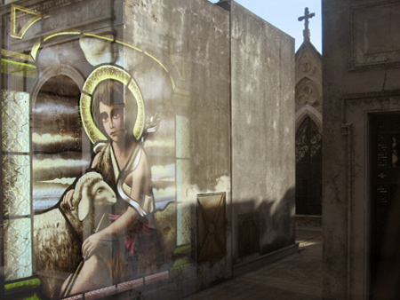 Stained glass reflections, Recoleta Cemetery