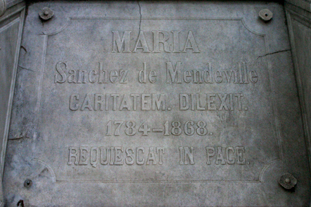 María Sánchez de Mendeville, Recoleta Cemetery