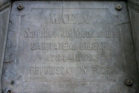 María Sánchez de Mendeville, Recoleta Cemetery