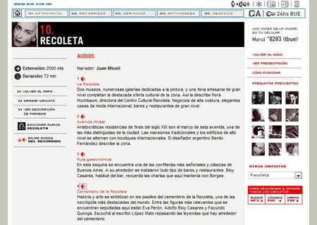 gobBsAs tourism webpage, Recoleta