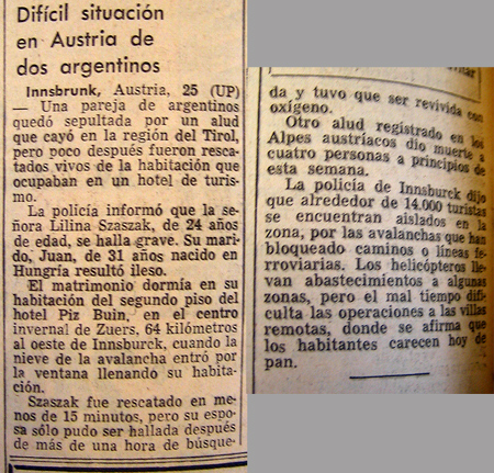 Newspaper article, La Prensa, Liliana Crociati de Szaszak